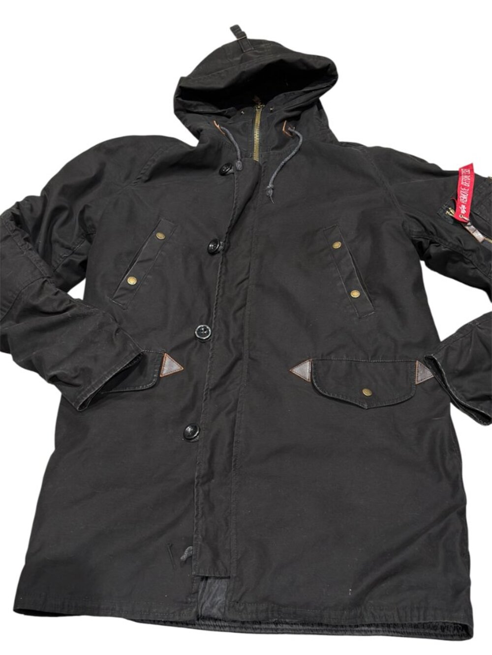 ALPHA INDUSTRIES Military Jacket Coat Size S Black 3A382